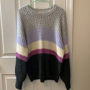 Purple block color sweater